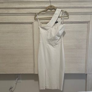 Lavish Alice Chic Cream One-Shoulder Dress